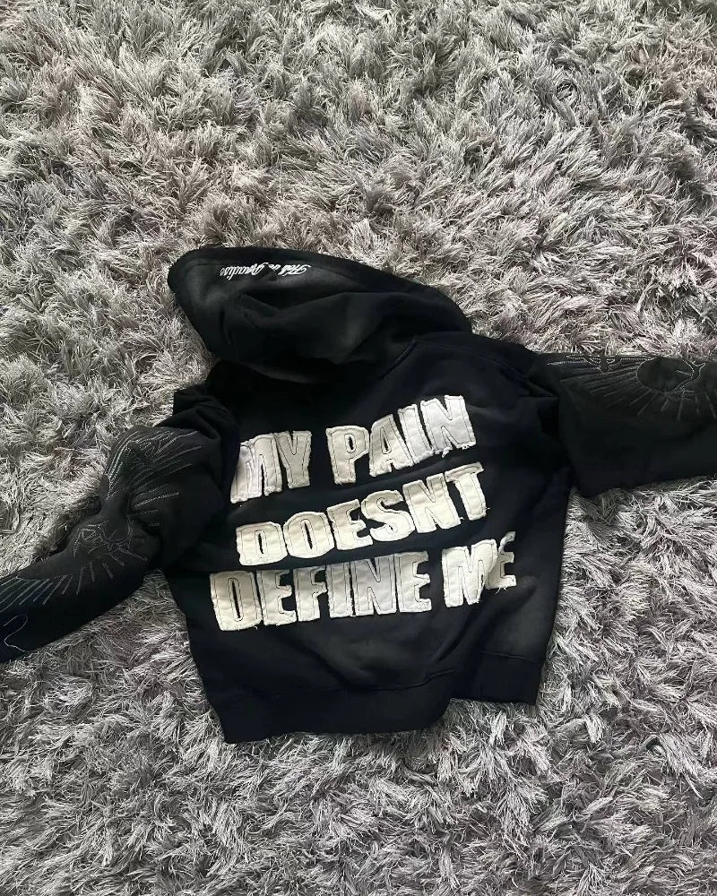 🍂 Sudadera con Bordado Retro Y2K – Estilo Harajuku Gótico