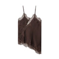 Women's Asymmetrical Lace Camisole Top – Elegant Backless, Sexy V-Neck