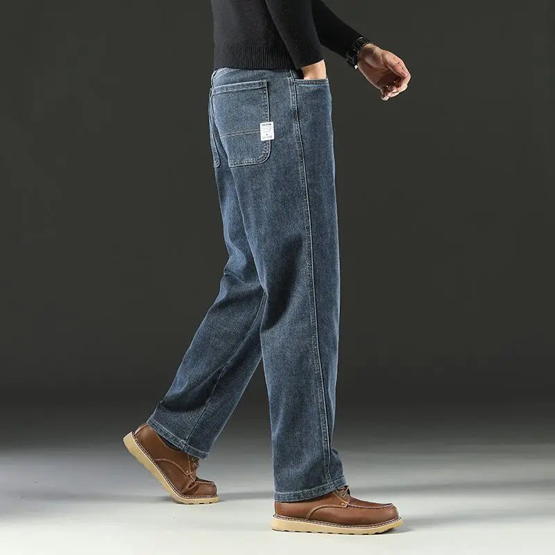 Vaqueros Baggy Hombre Casual Stretch Pierna Ancha – Denim Business Versátil Cómodo Primavera Otoño