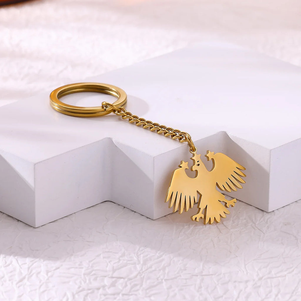 Gold Stainless Steel Eagle & Stars Keychain – Elegant Women's Accessory