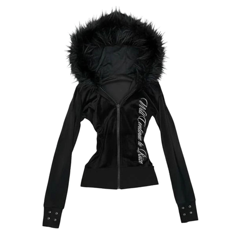 ✨ Cárdigan Gótico con Cuello de Pelo – Coleción Otoño-Invierno