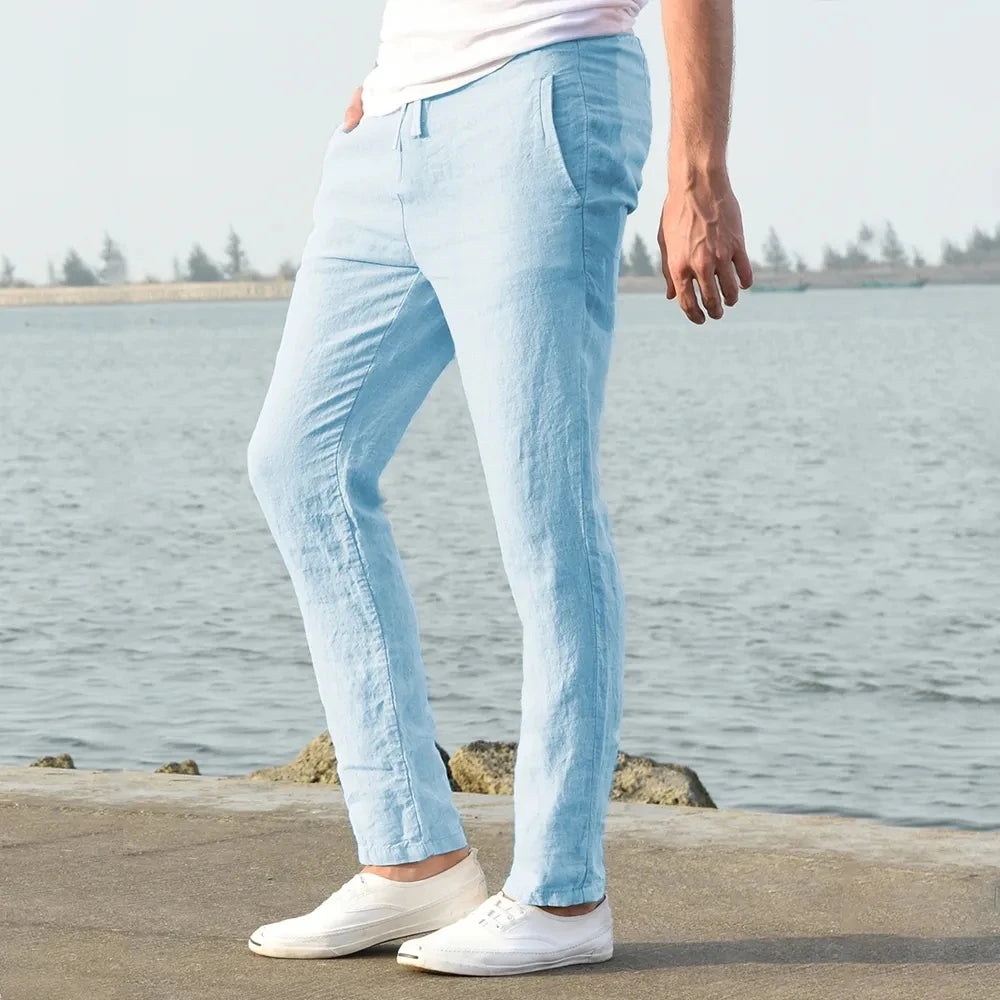 Pantalón Hombre Lino Algodón Recto Transpirable – Streetwear Casual Primavera Otoño, Talla S-3XL
