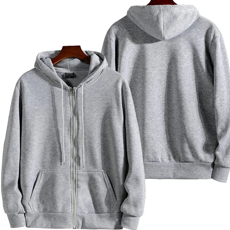 Men's Zip-Up Hoodie Loose Fit – Casual Sportswear Autumn Winter, Size S-XXXL