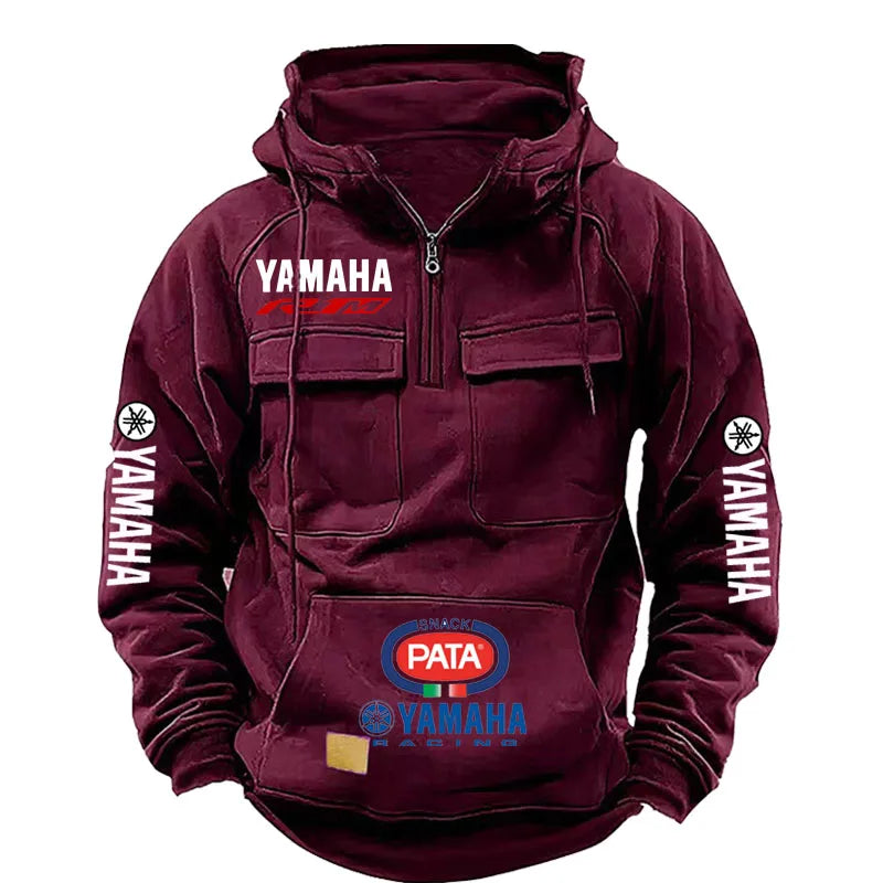 Sudadera Hombre Estilo Workwear Multi-Bolsillos Capucha – Moda Sólida Manga Larga Primavera Otoño