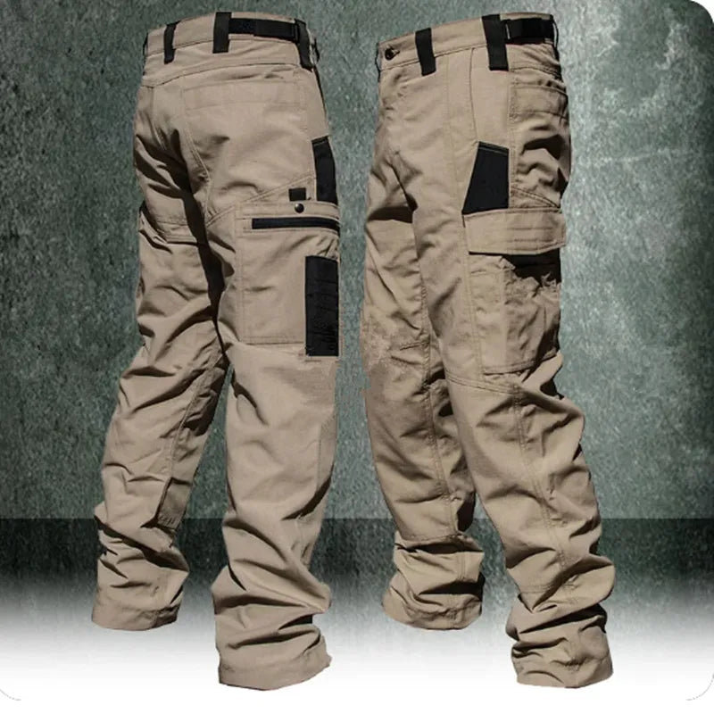 Men's wear-resistant work pants: multi-pocket straight cargo style, suitable for outdoor activities, tactical and casual style (spring/autumn).