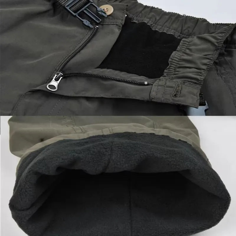 Pantalones cargo de felpa para hombre: estilo táctico, casual y tipo jogger (talla 3XL). Corte holgado estilo coreano, cálidos y térmicos; ideales para senderismo y correr.