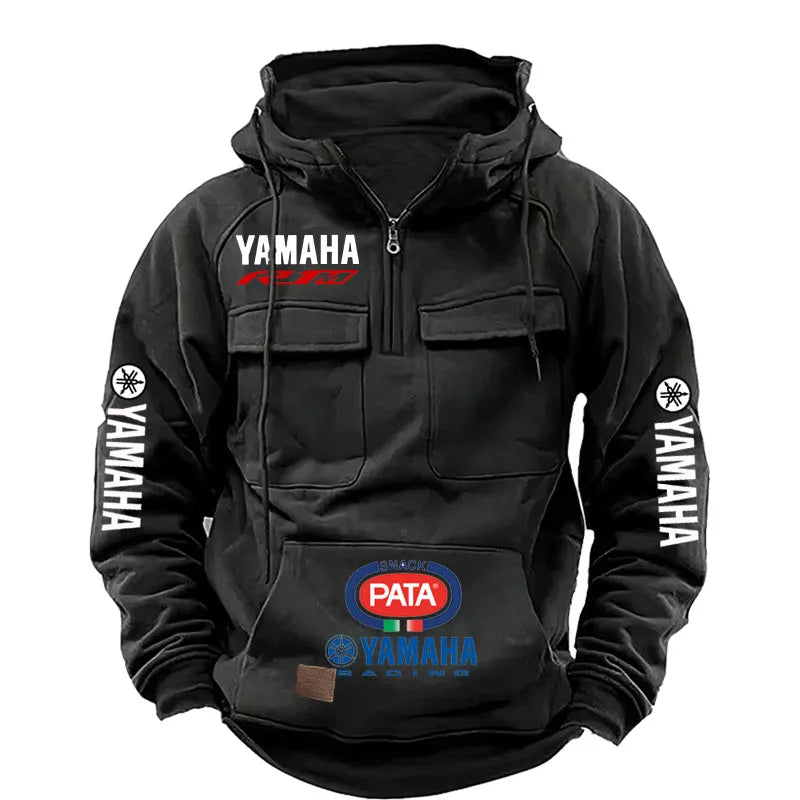 Sudadera Hombre Estilo Workwear Multi-Bolsillos Capucha – Moda Sólida Manga Larga Primavera Otoño