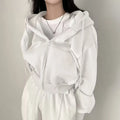 🌸 Hoodie Crop Estilo Coreano con Forro Polar – Moda Femenina Harajuku