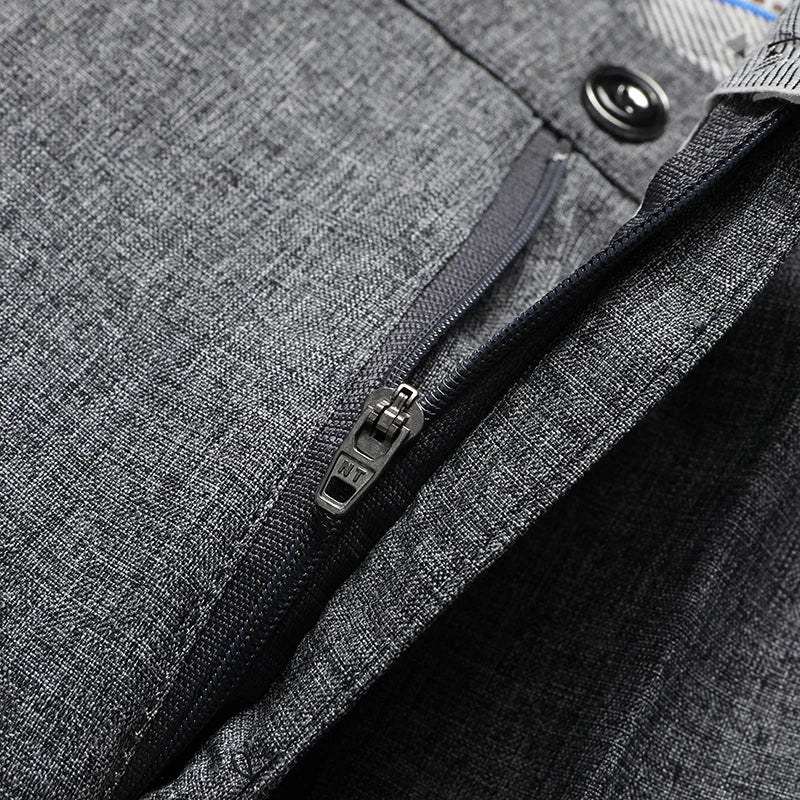 Men's Straight Formal Suit Trousers – Elastic Black Gray Office Spring Autumn