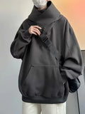 Hoodie Hombre Cuello Tortuga Ninja Y2K Oversize – Fleece Vintage Streetwear Hip Hop Japonés Otoño