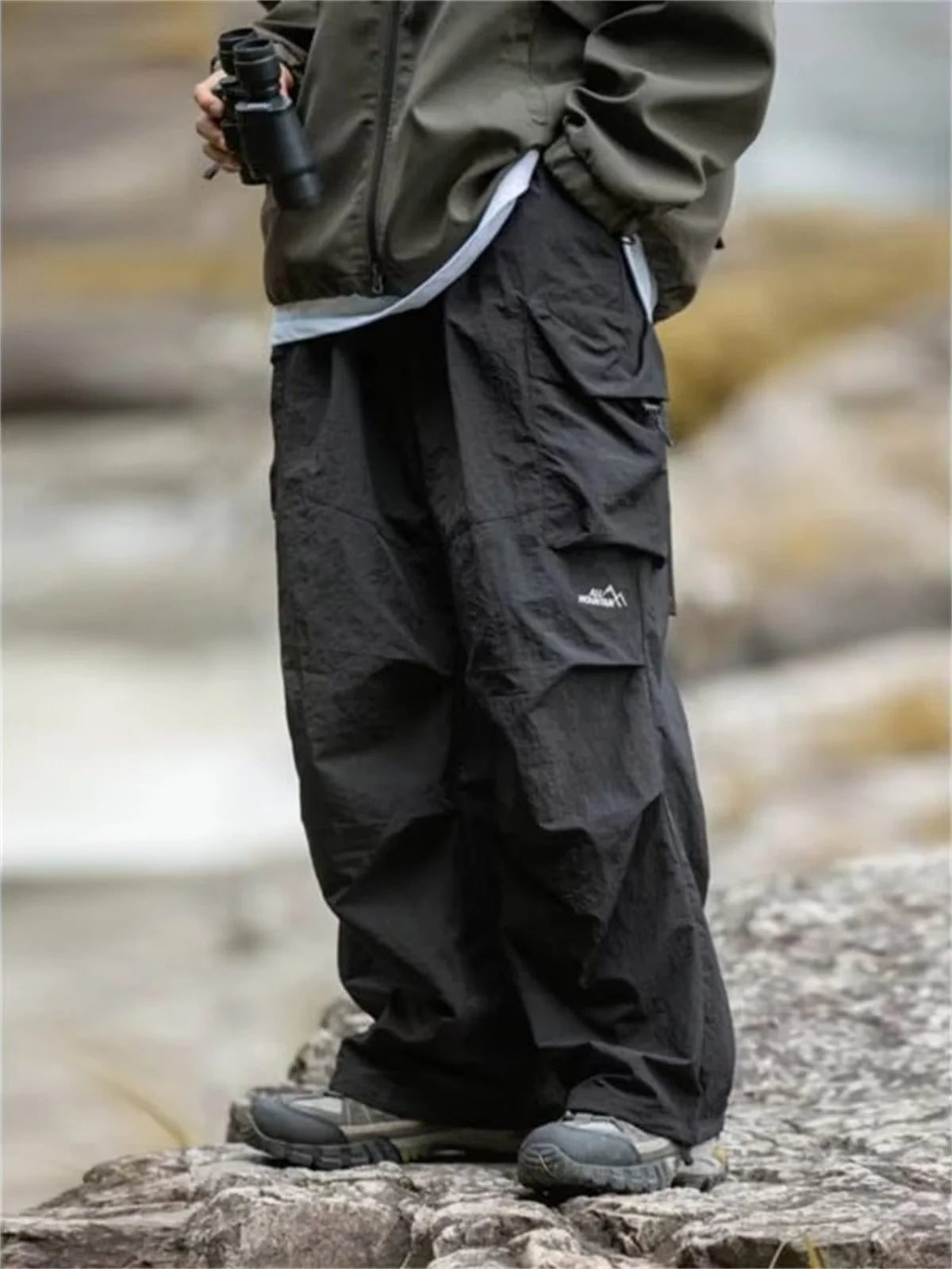 Men's Waterproof Cargo Pants Hip Hop Harajuku – Mountaineering Work Casual Black Spring