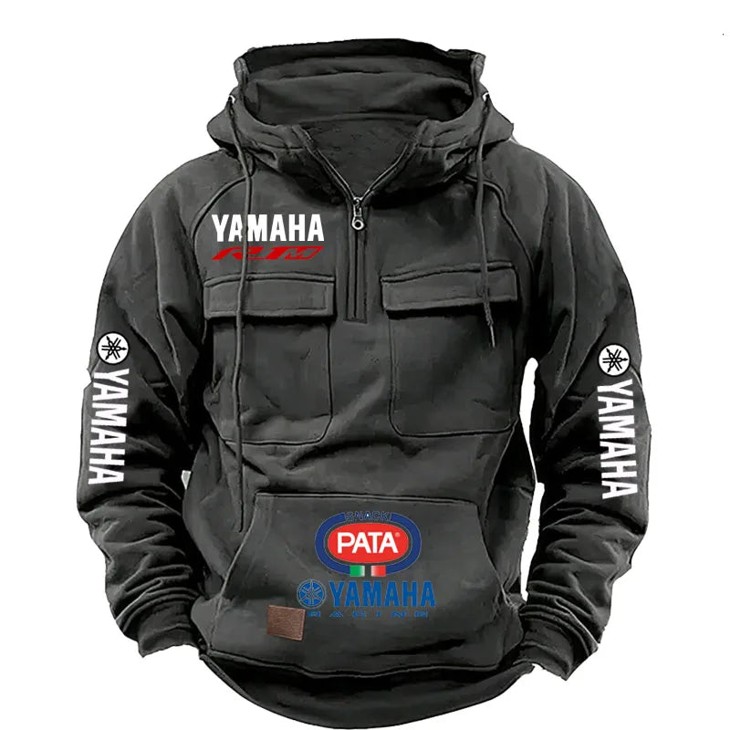 Sudadera Hombre Estilo Workwear Multi-Bolsillos Capucha – Moda Sólida Manga Larga Primavera Otoño