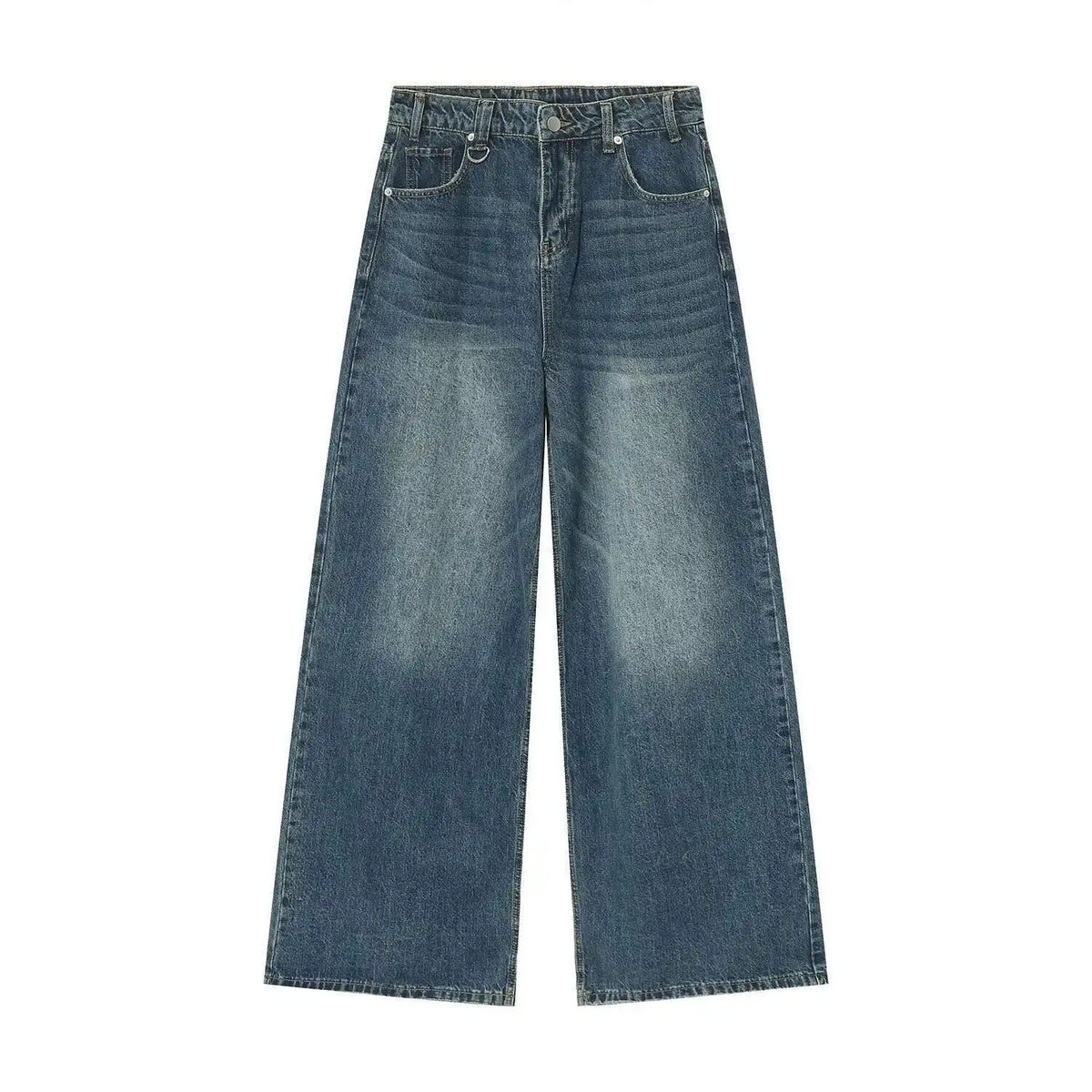 Men's Camouflage Wide-Leg Jeans – Vintage Washed Casual Denim, Size XS-XL