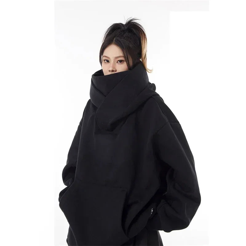 Hoodie Hombre Cuello Tortuga Ninja Y2K Oversize – Fleece Vintage Streetwear Hip Hop Japonés Otoño