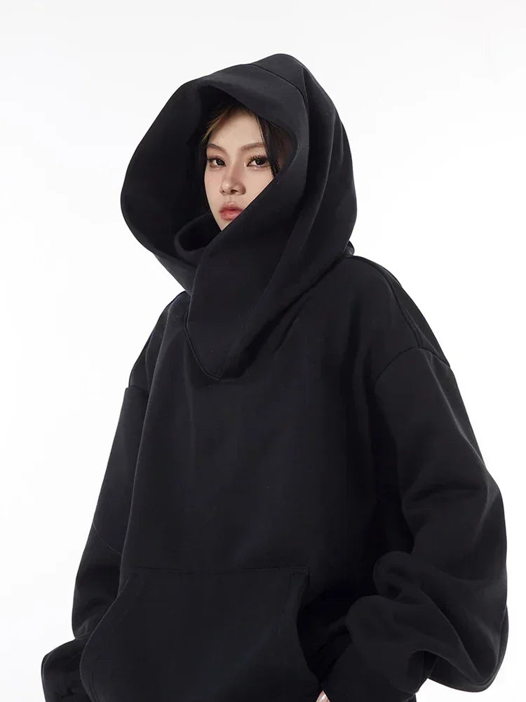 Hoodie Hombre Cuello Tortuga Ninja Y2K Oversize – Fleece Vintage Streetwear Hip Hop Japonés Otoño