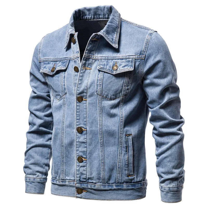 Chaqueta Vaquera Hombre Moto Vintage 2025 Slim Fit – Denim Moda Negro Azul Otoño