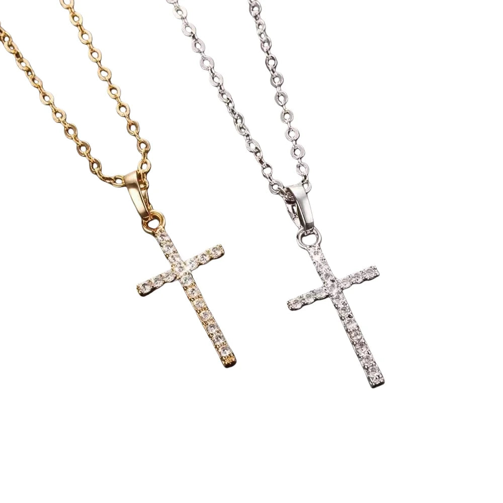 💎 Collar Cruz con Colgante de Zircón – Joyería Unisex Premium