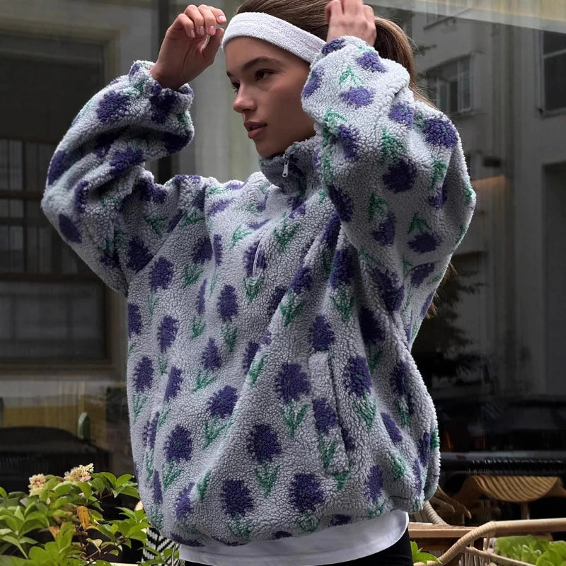 🧣 Sudadera Polar con Media Cremallera y Cuello Alto – Elegancia Invernal