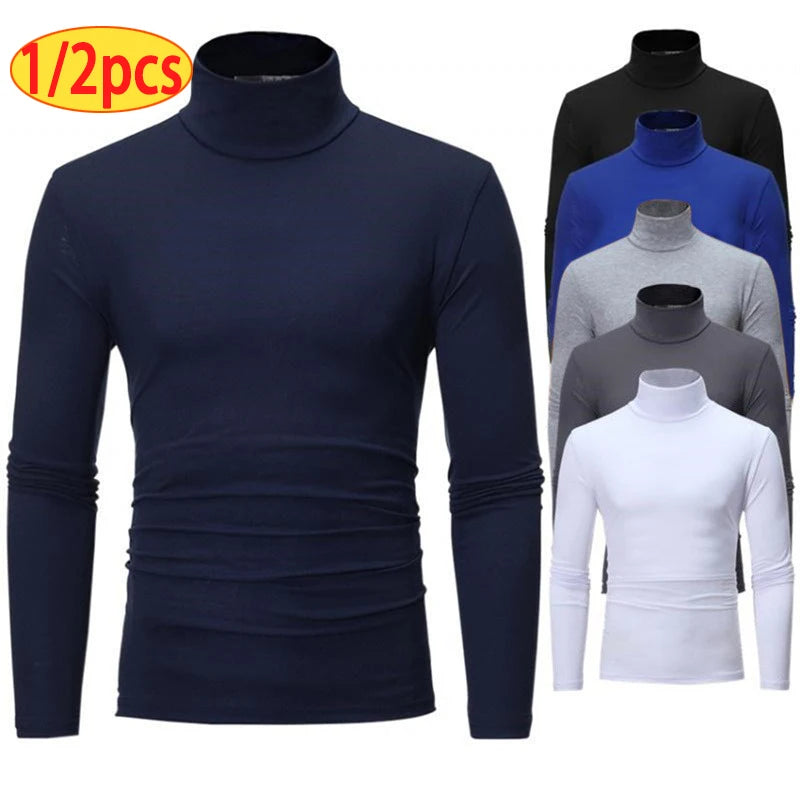 Men's Slim Fit Long Sleeve Turtleneck T-Shirt – Casual Thermal Autumn Winter
