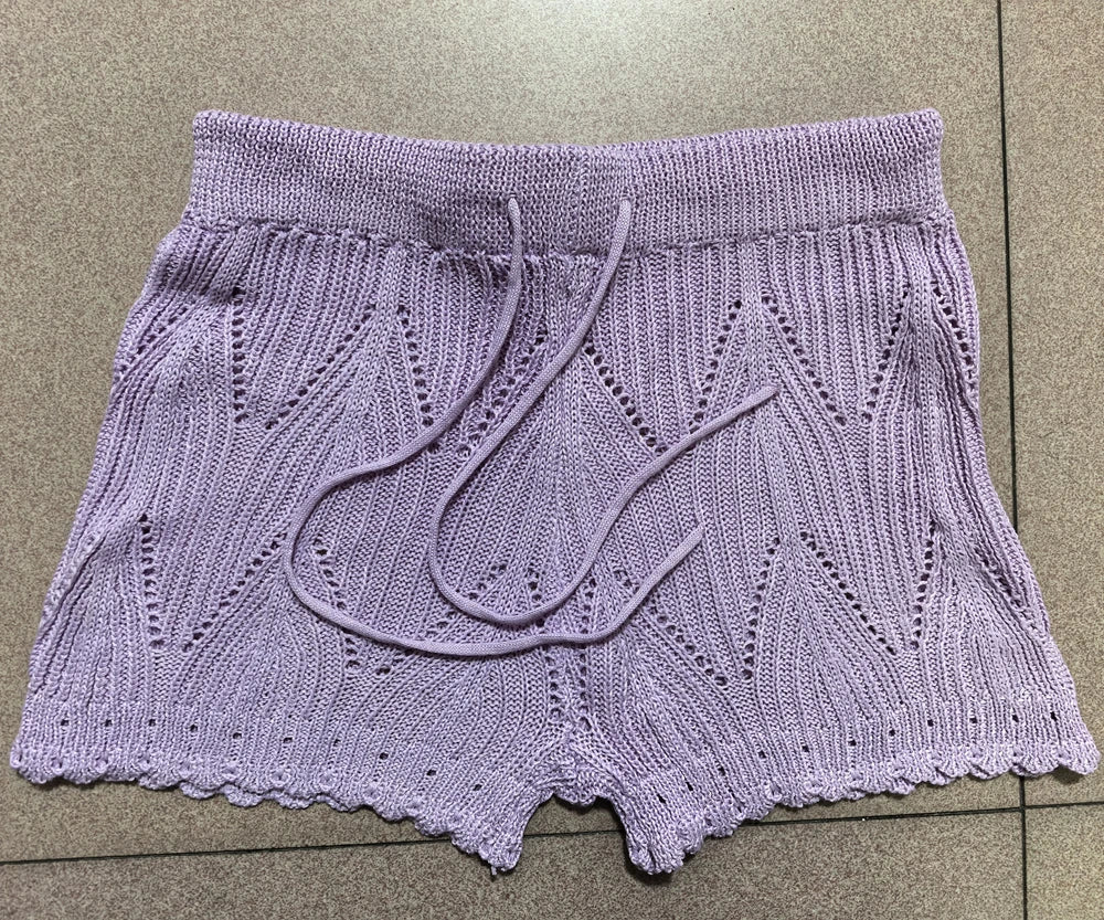 Women's Knit Crochet Beach Shorts – Elastic Waist, Lightweight & Breathable