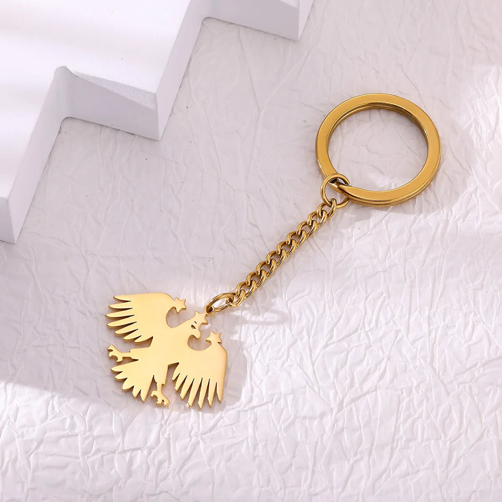 Gold Stainless Steel Eagle & Stars Keychain – Elegant Women's Accessory