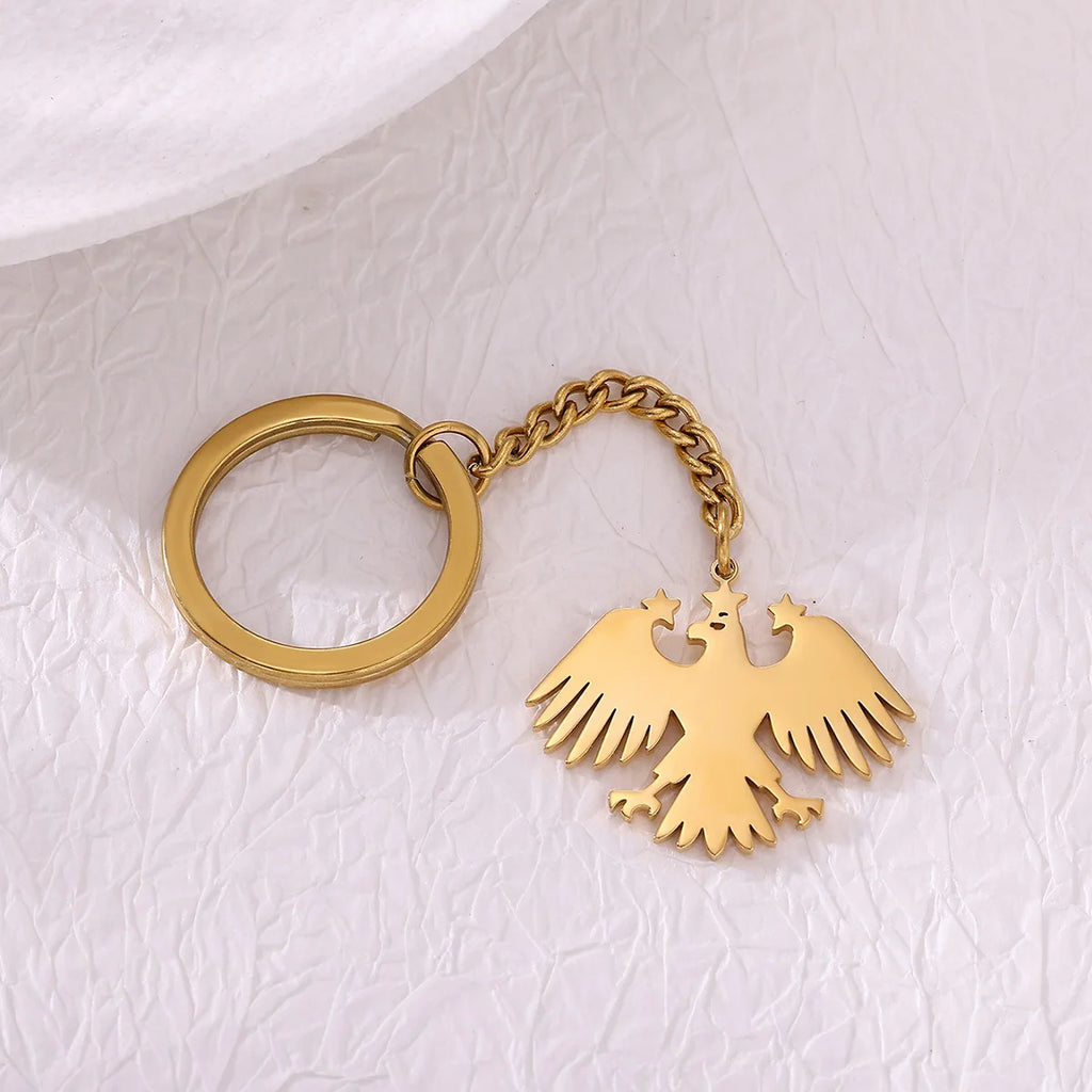 Gold Stainless Steel Eagle & Stars Keychain – Elegant Women's Accessory