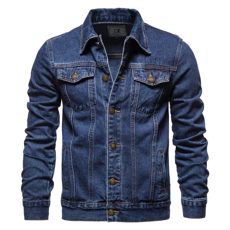 Chaqueta Vaquera Hombre Moto Vintage 2025 Slim Fit – Denim Moda Negro Azul Otoño