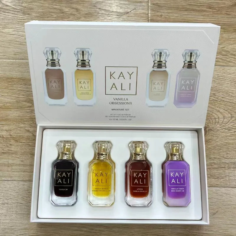 KAYALI Unisex Perfume Set 4x10ml – Floral Fruity Musk Vanilla Royal Fresh Elegant Long-Lasting