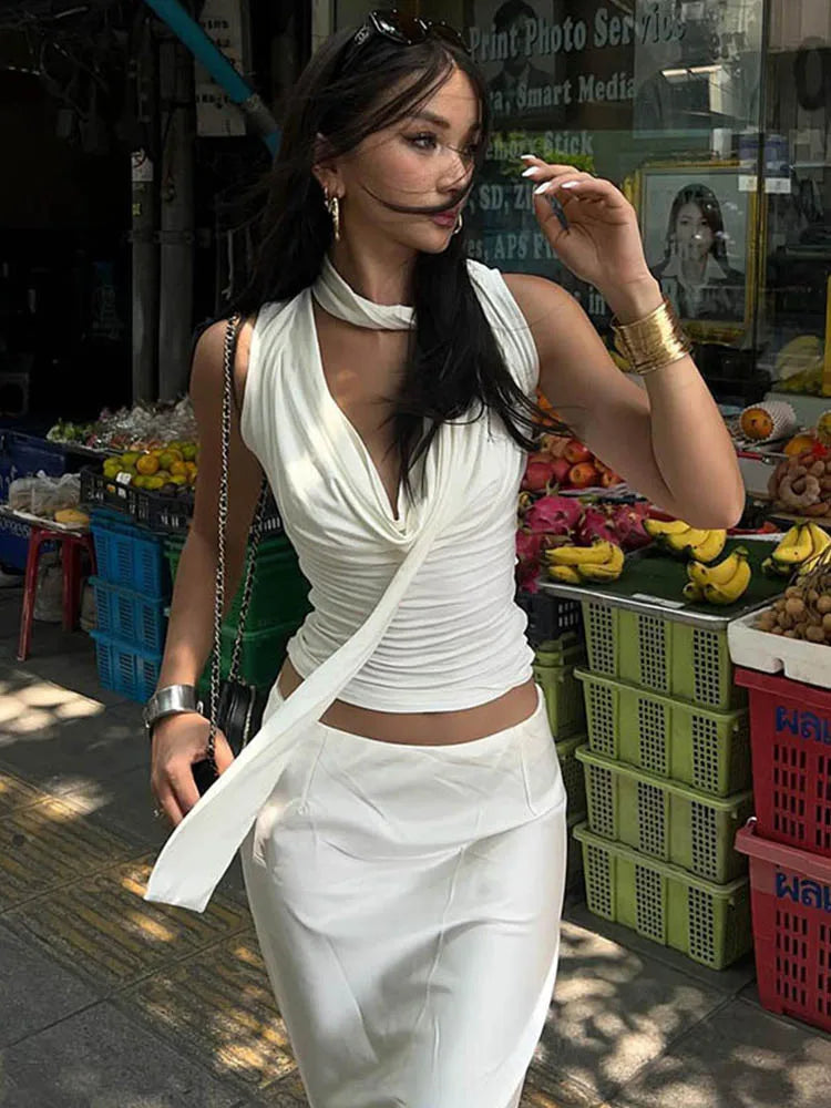 Top Tirantes Bandage Mujer Slim Fit – Elegante Streetwear Verano, Escote V