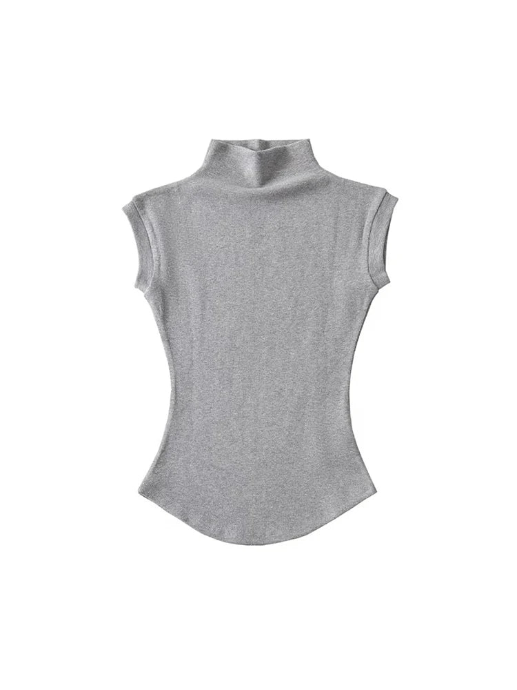 Women's High Neck Slim Fit Sleeveless Top – Summer Streetwear Style