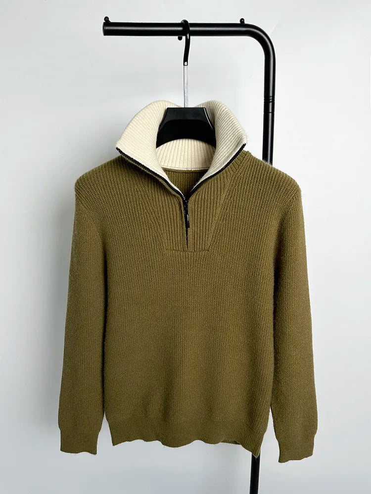 Half-Zip Mock Neck Knit Sweater – Warm Korean Style