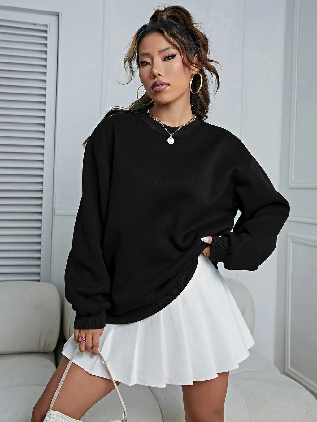 🤍 Sudadera Oversize de Forro Polar – Comodidad Esencial Invierno