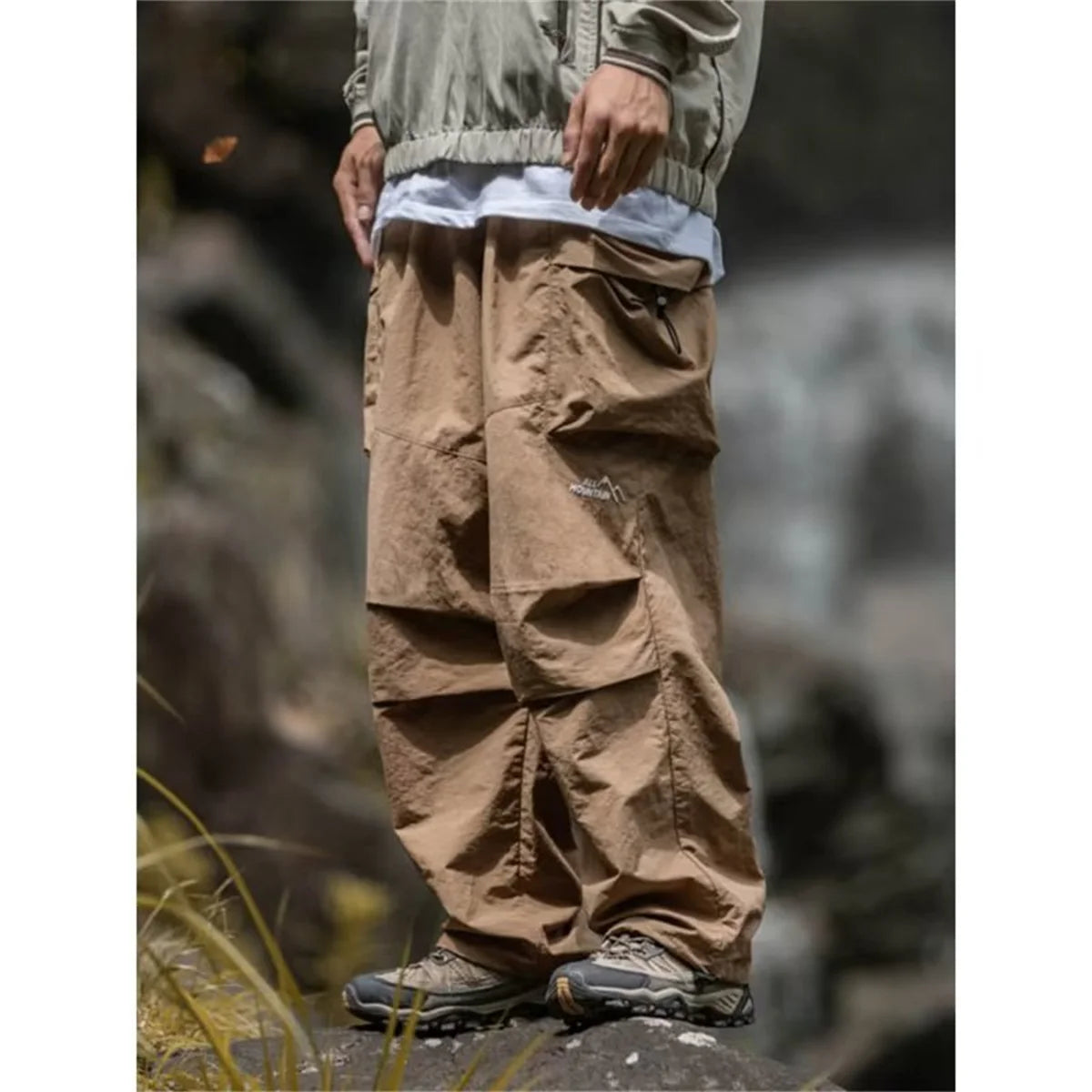 Men's Waterproof Cargo Pants Hip Hop Harajuku – Mountaineering Work Casual Black Spring