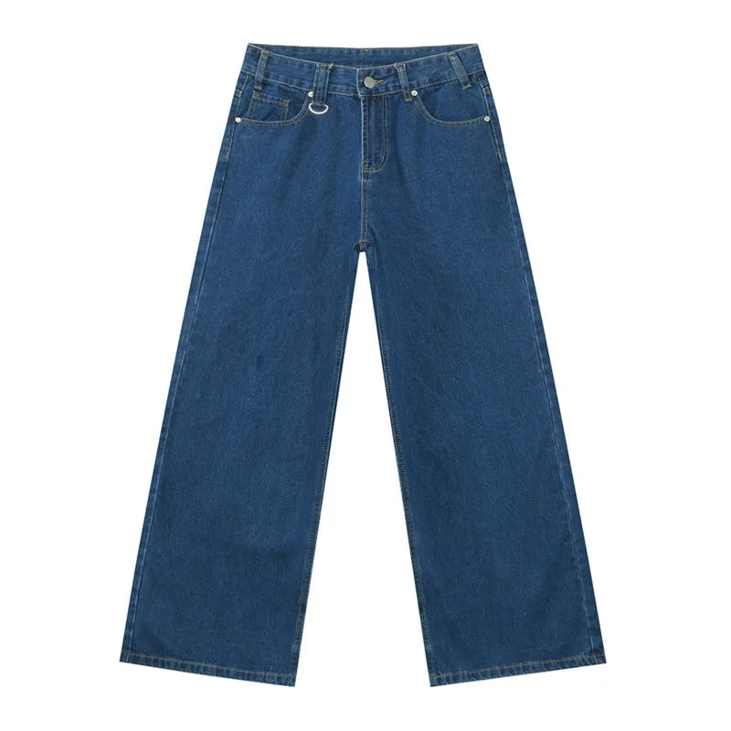 Men's Camouflage Wide-Leg Jeans – Vintage Washed Casual Denim, Size XS-XL