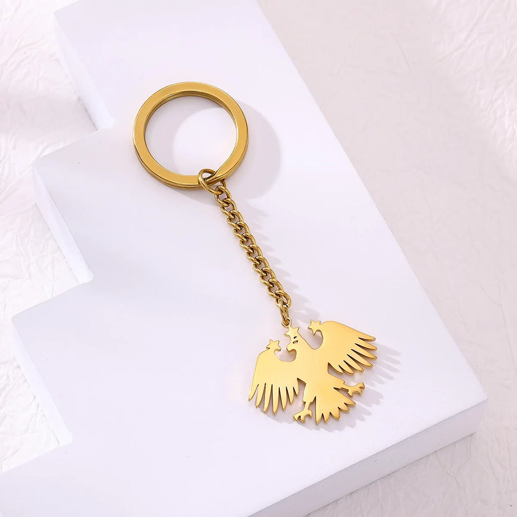 Gold Stainless Steel Eagle & Stars Keychain – Elegant Women's Accessory