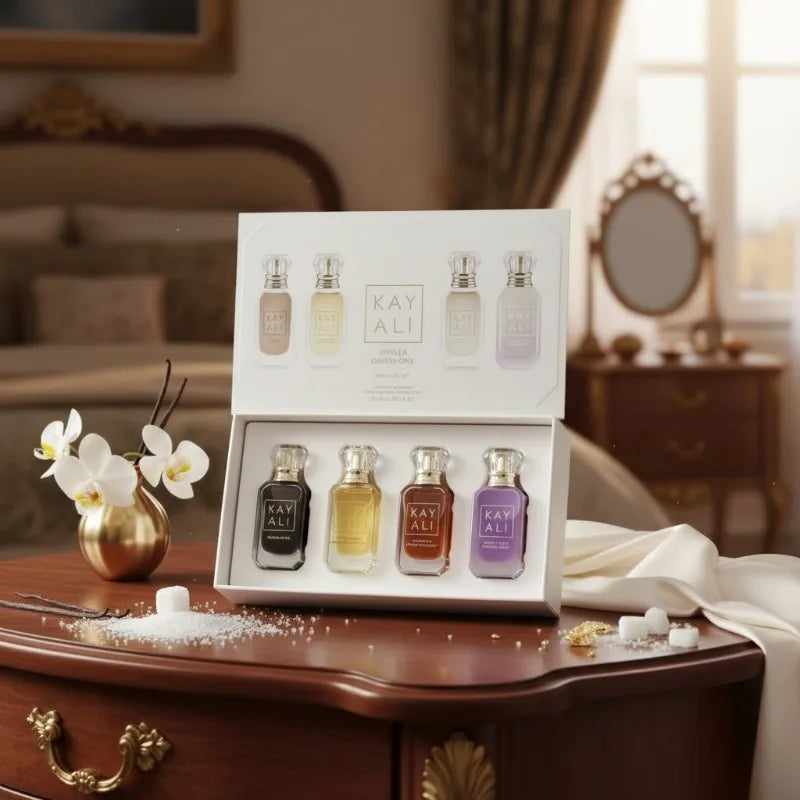 KAYALI Unisex Perfume Set 4x10ml – Floral Fruity Musk Vanilla Royal Fresh Elegant Long-Lasting