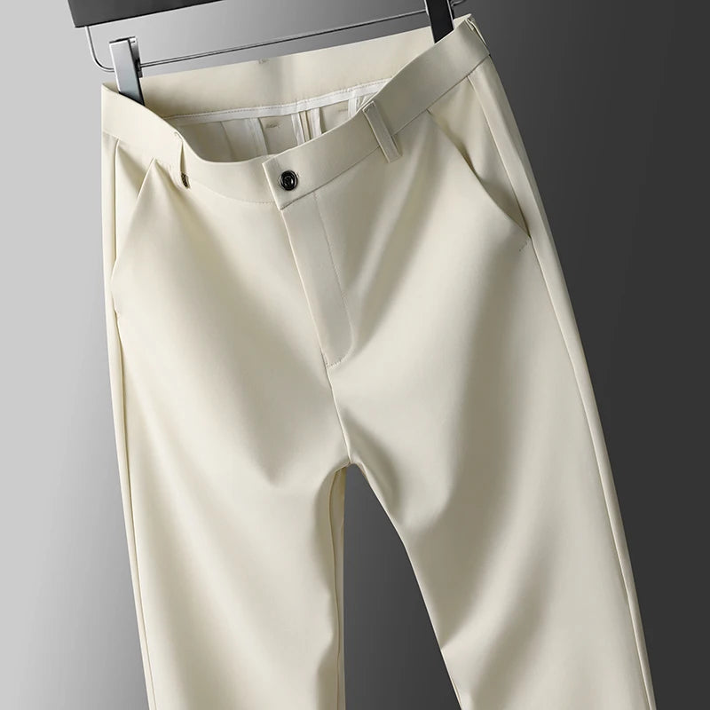 Pantalón Hombre Recto Antiplancha Tejido Sedoso – Ligero Casual Primavera Verano, Talla 29-42