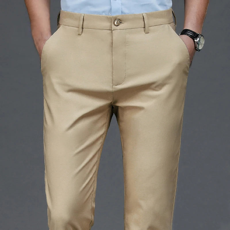 Pantalón Hombre Recto Elegante Oficina – Secado Rápido Smart Casual Primavera Otoño, Talla 31-40