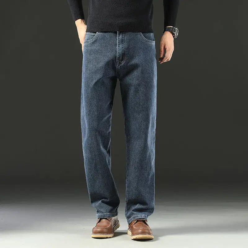Vaqueros Baggy Hombre Casual Stretch Pierna Ancha – Denim Business Versátil Cómodo Primavera Otoño