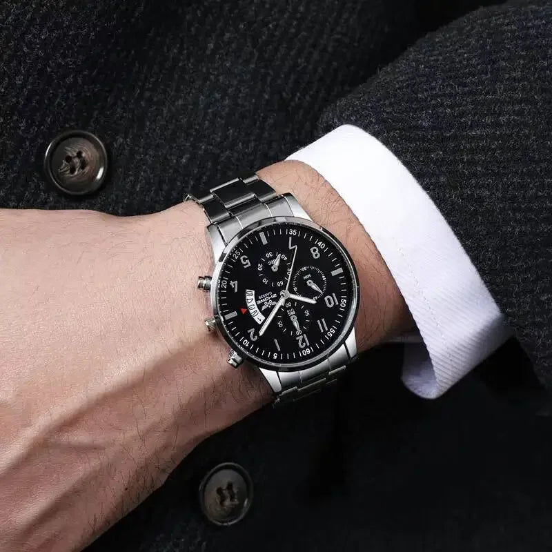 Reloj de Cuarzo con Calendario – Elegancia Masculina de Lujo