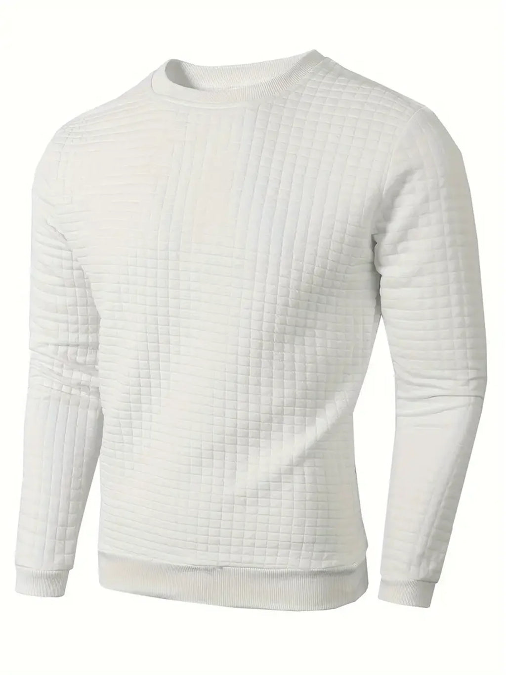 Men’s Jacquard Check Crew Neck Sweater – Slim Fit Casual Streetwear Autumn