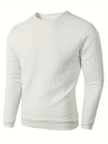 Men’s Jacquard Check Crew Neck Sweater – Slim Fit Casual Streetwear Autumn