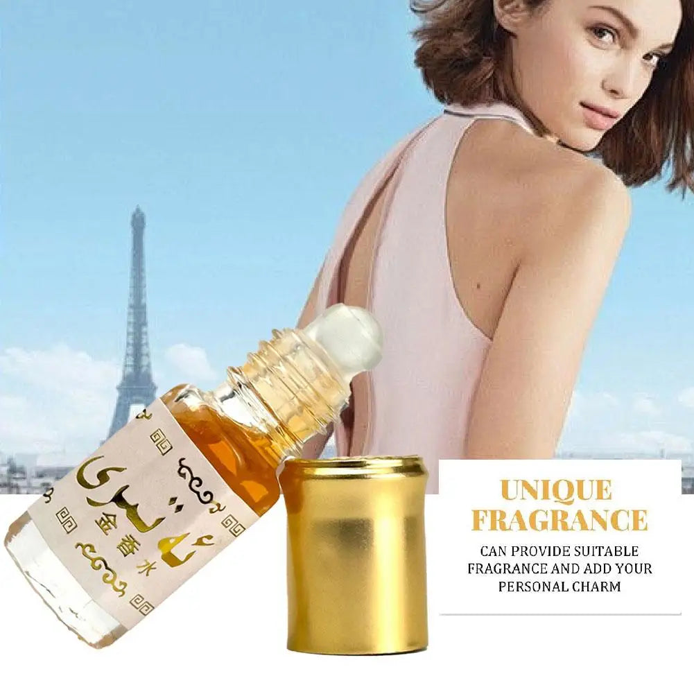 Aceite de Perfume Roll-On Dorado Árabe – Fragancia Corporal Unisex Larga Duración