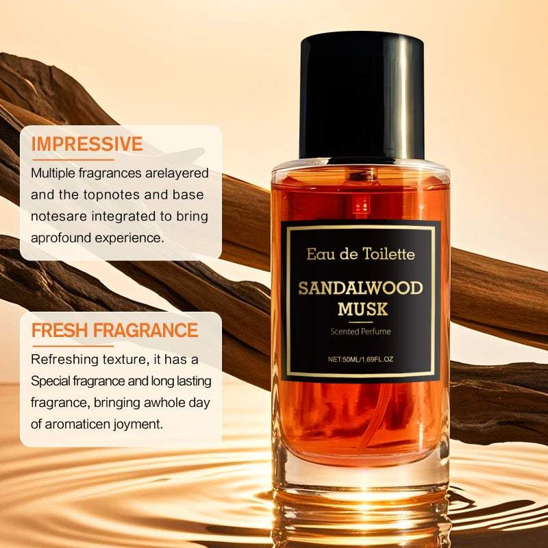 Perfume Hombre Sándalo Almizle Fresco y Duradero 50ml – Caballeroso Perfecto Para Citas