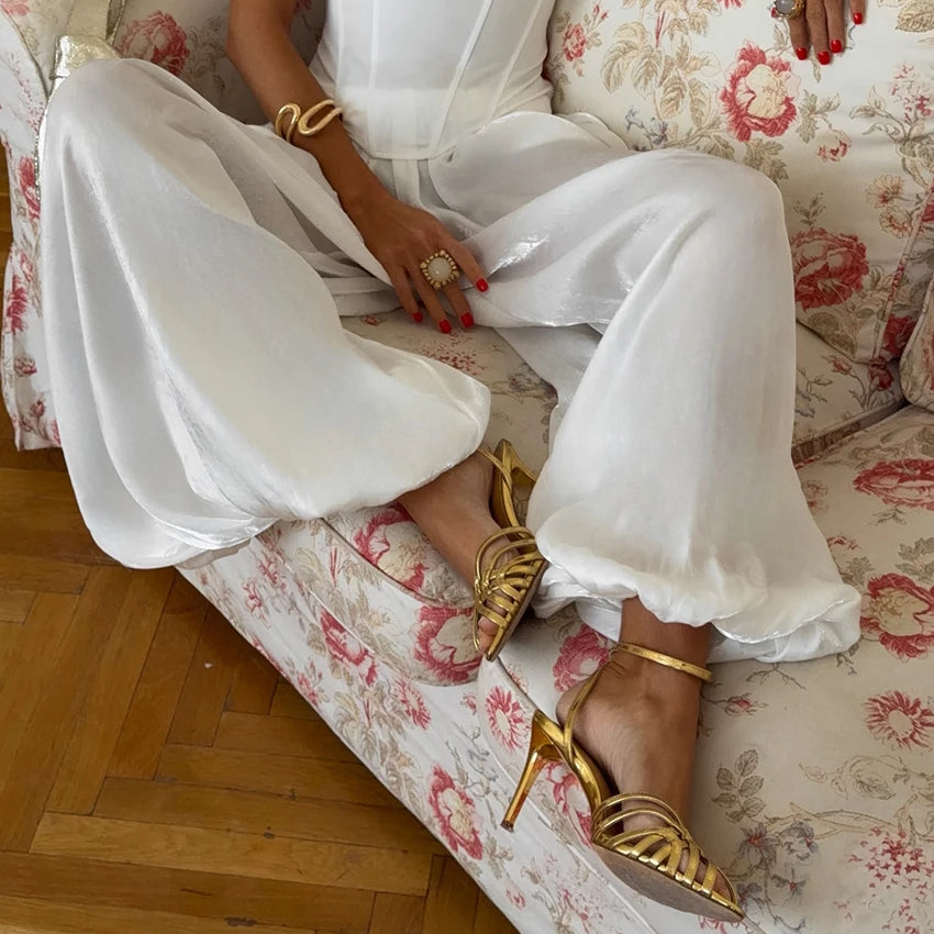 Women's High-Waisted Crepe Harem Pants – Pleated Vintage Style, Size S-L
