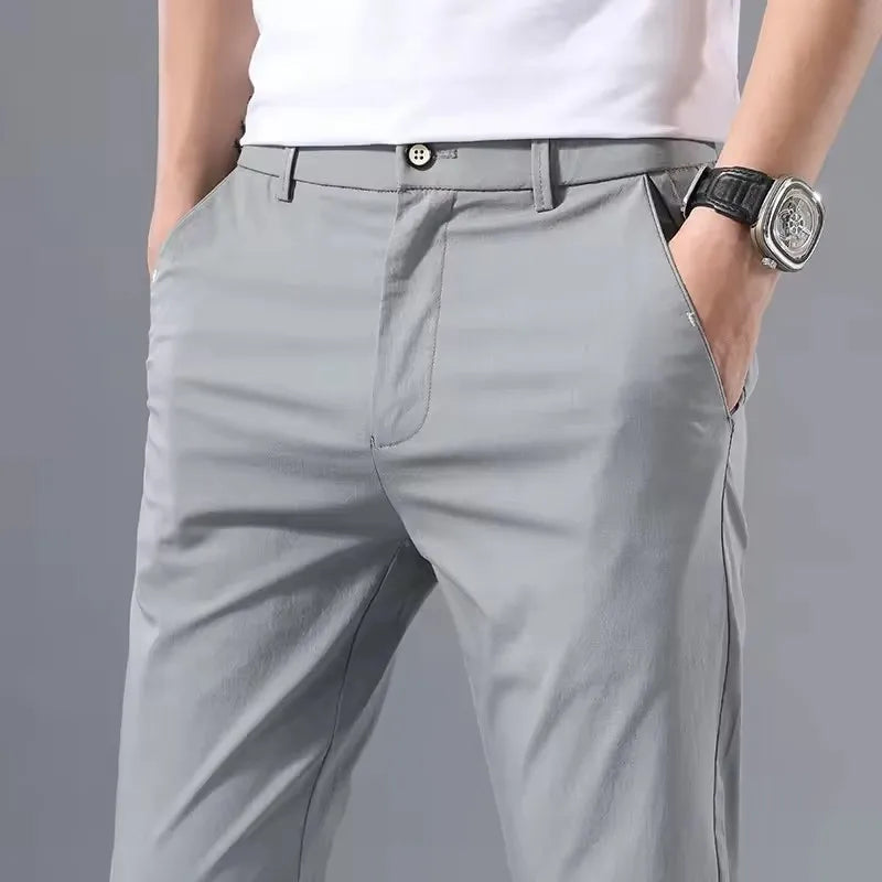 Pantalones Slim Fit Hombre Algodón Stretch Golf 2025 – Business Casual Coreano Primavera Otoño