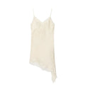 Women's Satin Mini Dress with Lace – Sexy Asymmetrical, Party & Beach