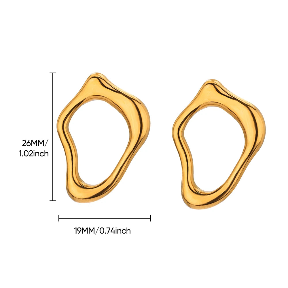 Irregular Stainless Steel Earrings – Aesthetic Gold Design for Women
