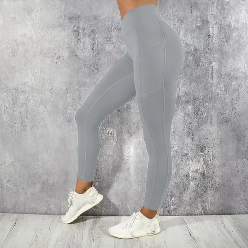 Women's High-Waisted Yoga Fitness Leggings with Pocket – Figure-Enhancing Gym Running Stretchy