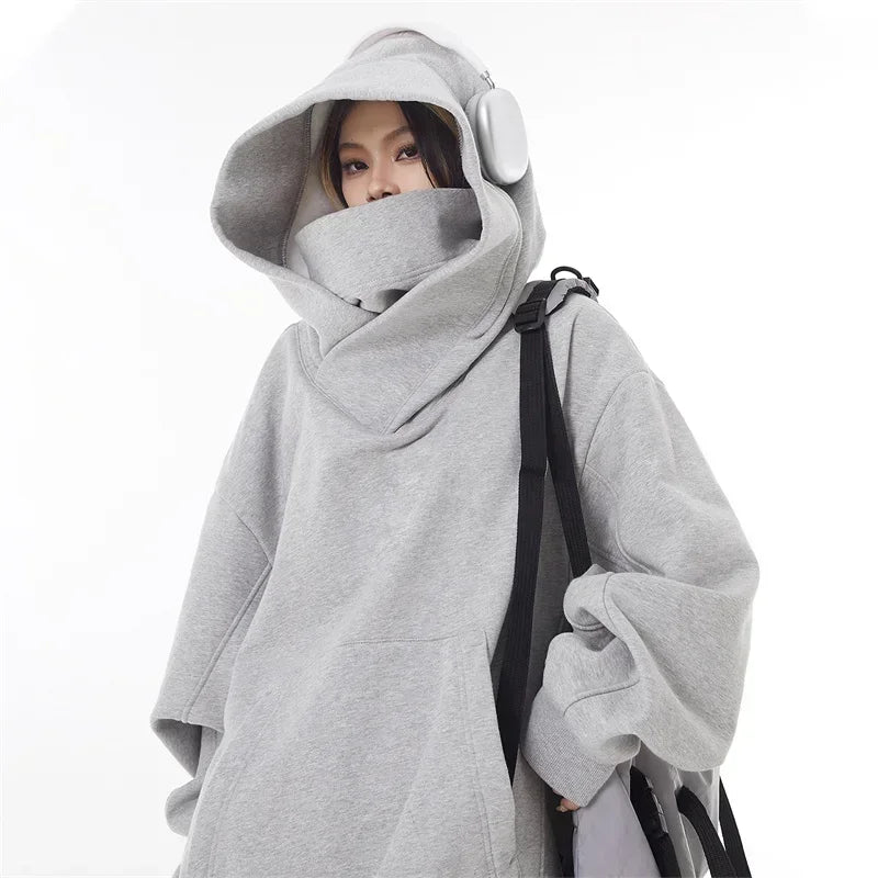 Hoodie Hombre Cuello Tortuga Ninja Y2K Oversize – Fleece Vintage Streetwear Hip Hop Japonés Otoño